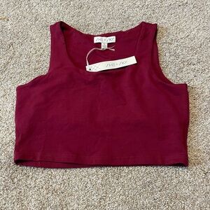 She + Sky Burgundy Crop Top